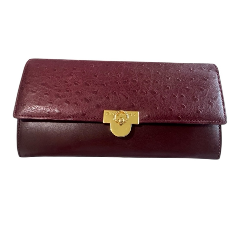 Givenchy Ostrich Kisslock Burgundy Leather Wallet (Call out)